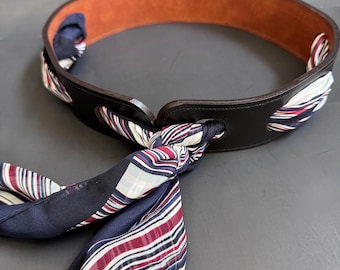 Reversible Scarf Waist Belt Leather Black and Tan Accessory