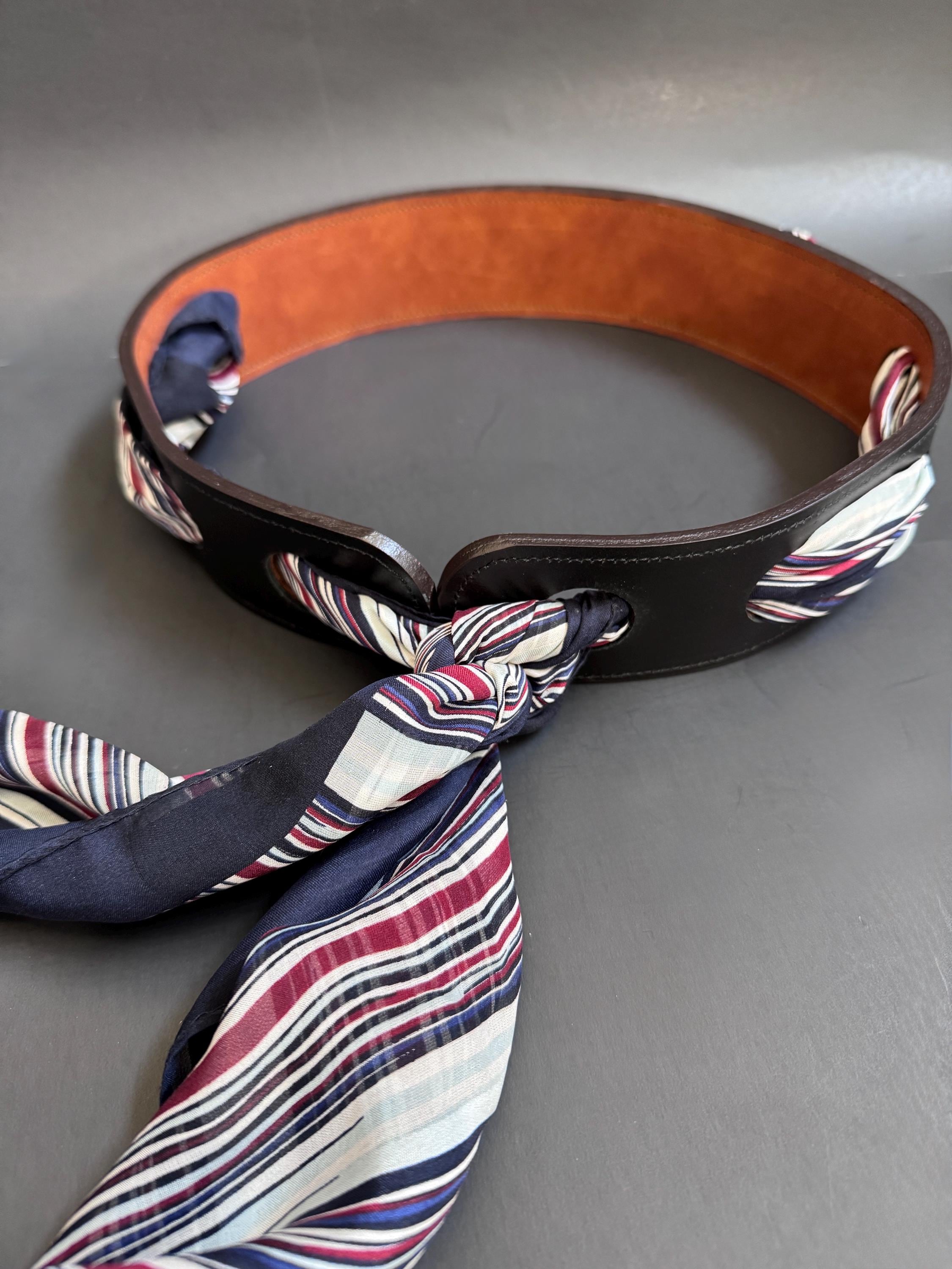 8311 Reversible Scarf Waist Belt Leather Black And Tan Accessory 27.5 Tan Black Reversible Scarf Waist Belt Leather Accessory - Etsy main image 2