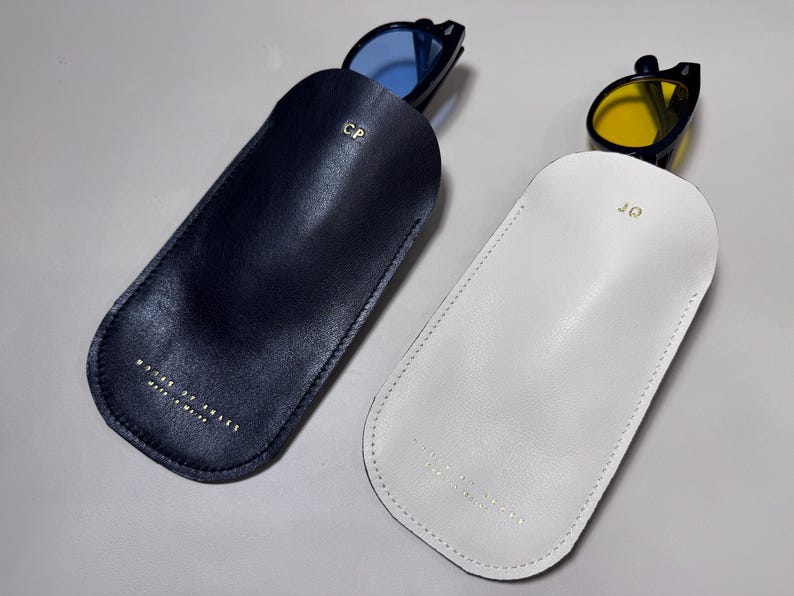 Personalized Black Leather Sunglasses Case Eyeglasses image 3