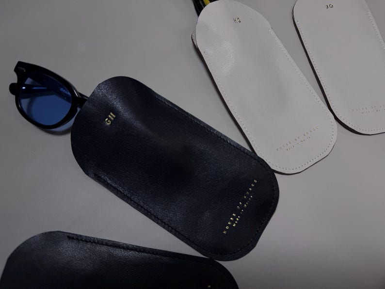 Personalized Black Leather Sunglasses Case Eyeglasses image 7