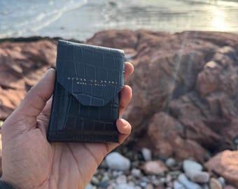Vertical Cash Flip Minimalist Wallet Ultra Slim Leather
