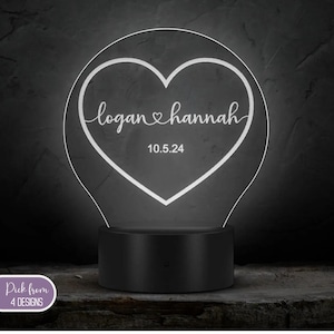 LED Heart Couple Name Light, Custom Wedding Night Light, Anniversary Gift, Bedroom Lamp, Home Decor, Christmas Gift for Couples, Romantic