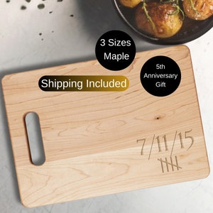 5th Anniversary Wood Maple Board Gift Fifth Anniversary Personalized Anniversary Gifted Cutting Board