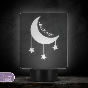 Custom Moon and Star Nightlight, Personalized Moon Night light With Name, Baby Bedroom Night Light, Newborn Gift, Mom Gifts, Nursery Decor