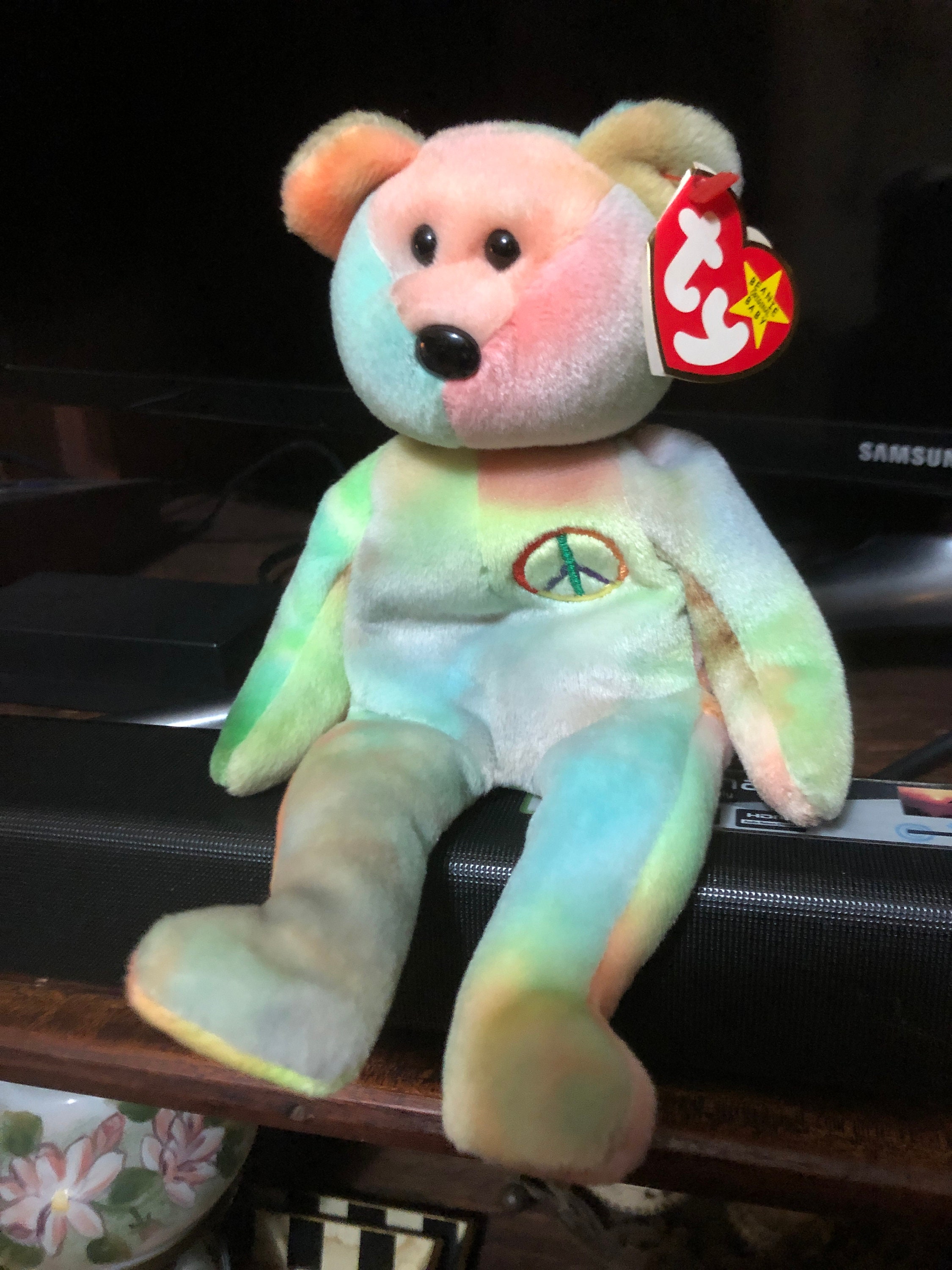 Ty Original Beanie Baby Peace The Bear 1996 Etsy
