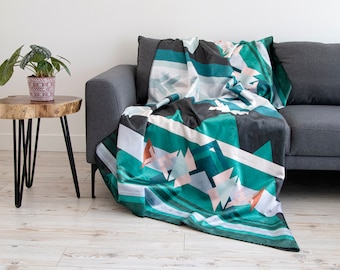 Aztec blanket - FOREST - yoga blanket - camping blanket - throw - geometric - navajo - boho - western