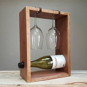 Handmade Wine Bottle and Glass Rack