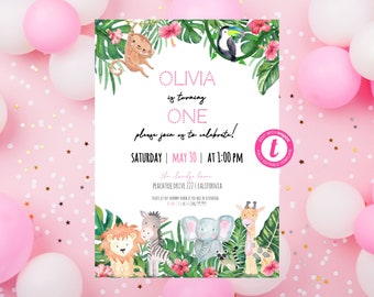 Jungle Children Birthday Party Invitation | Wild Animal 5x7 Template | Printable  + Editable w Templett | FWJUN