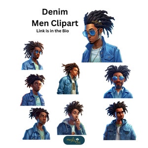 Men Clipart, African American Men Clipart, Black Man Magic, Fashion, Men, Afro Black Man Clipart, PNG, Dreads, Boy Clipart