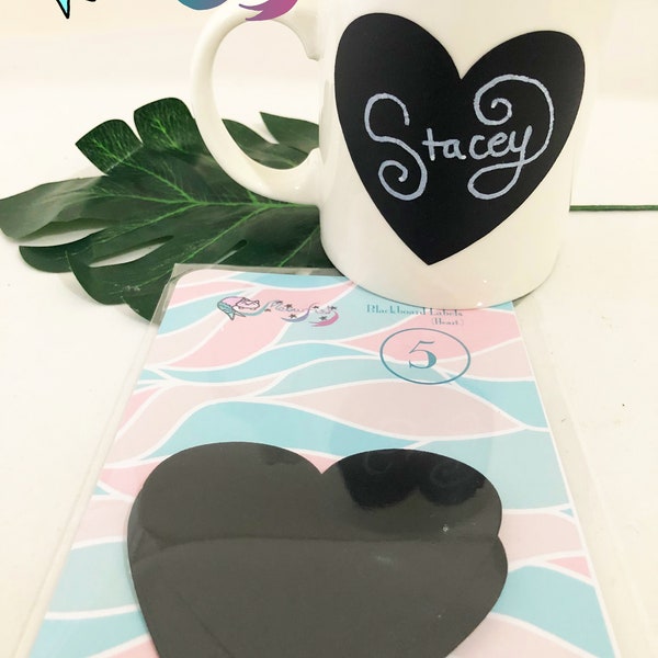 Organise Your Home With Cute Heart Chalkboard Labels - Pack of 5 Labels (7.5 cm / 3" Across) - Get Organised!