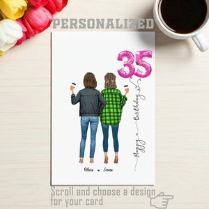 Biglietto d'auguri personalizzato per la migliore amica - Download digitale personalizzato con 1-4 ragazze - Regalo di compleanno o semplicemente per la migliore amica