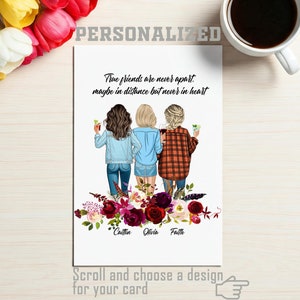 Personalisierter bester Freund druckbare, benutzerdefinierte Freundschaft druckbare Kunst, Besties Digitaldruck, benutzerdefinierte illustrierte beste Freundin Geschenk, 1-4 Freunde