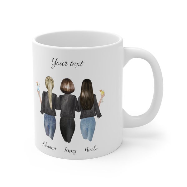 Mug 11oz, Cup with your Card custom, best gift for friends personalized, 1-4 girls