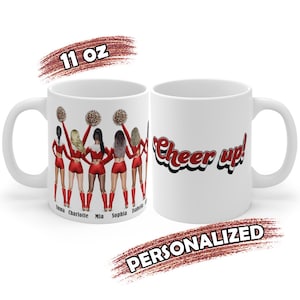 Personalized Cheerleader Mug, Custom Team Spirit Cup, Cheer Squad Gift for Girls, Coaches & Fans 11oz