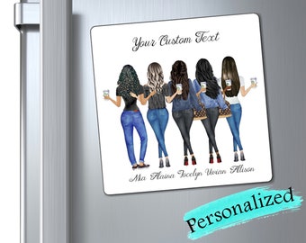 Personalized Best Friends Magnet, Fun and Cute Gift for Girls, Funny Dishwasher and Fridge Magnet, Customizable and Personalized 5-7 persons