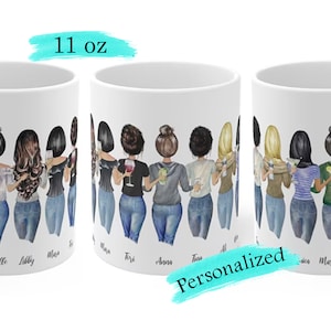 Mug 11oz personalized printable custom, modern ceramic mug, best friend print pottery mug, friendship mug best friend gift