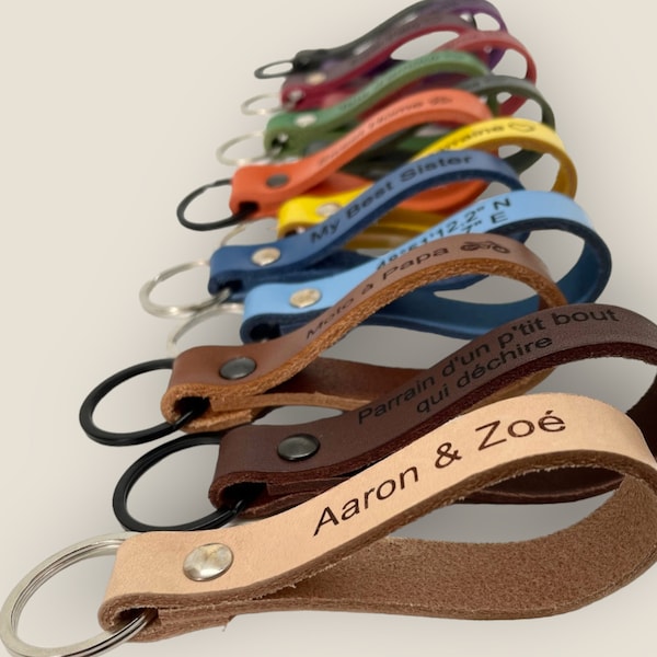 Personalized leather key ring