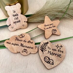 Magnet personnalisé, Annonce grossesse, Cadeau de naissance,  Annonce papy et mamie - Demande  Parrain Marraine
