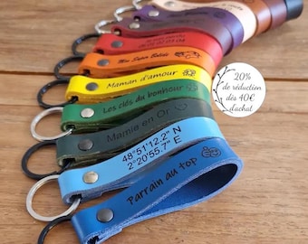 Engraved leather keychain with name - a small personalized gift for her or him