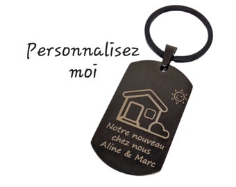 Porte-clés en métal à graver, porte-clé personnalisé, accessoire de maison ou voiture, graver votre dessin ou logo