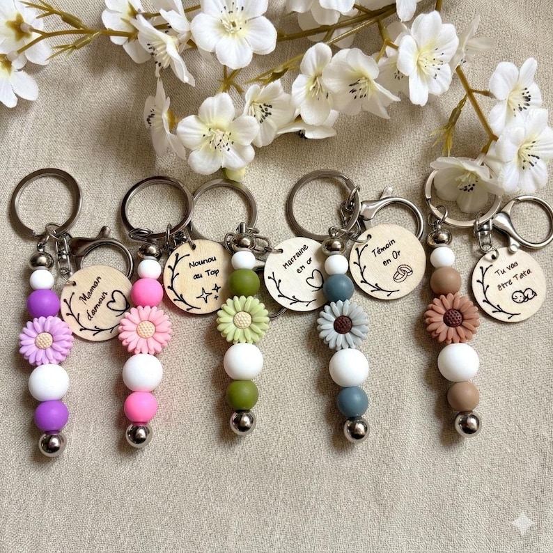 Personalized keychain, pregnancy announcement, godmother request, thank you teacher/nanny/classroom assistant for Mother's Day image 3