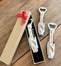 Personalized engraved wooden bottle opener with name and logo - gift for men, groomsmen, Father's Day, birthdays, gift box option available