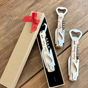 Limonadier bois gravé personnalisé, ouvre bouteille prénom & logo - cadeau homme, témoin, fête des pères, anniversaire, option boite cadeau