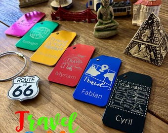 étiquette de valise personnalisée, étiquette de bagage en métal, cadeau pour elle ou lui, accessoire de voyage