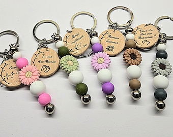 porte clés en perle de silicone à personnaliser