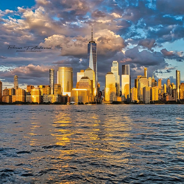 Manhattan Cityscape during Sunset.  Sun Goes down on NY City.