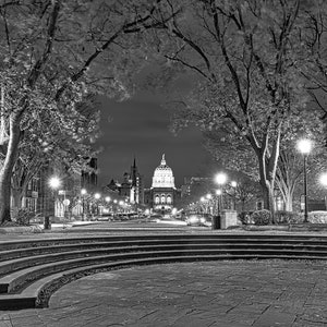 A black and white print or canvas of Harrisburg Pennsylvania