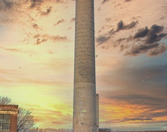A print or canvas of The Smoke Stack at the Laceworks Factory in Scranton PA.