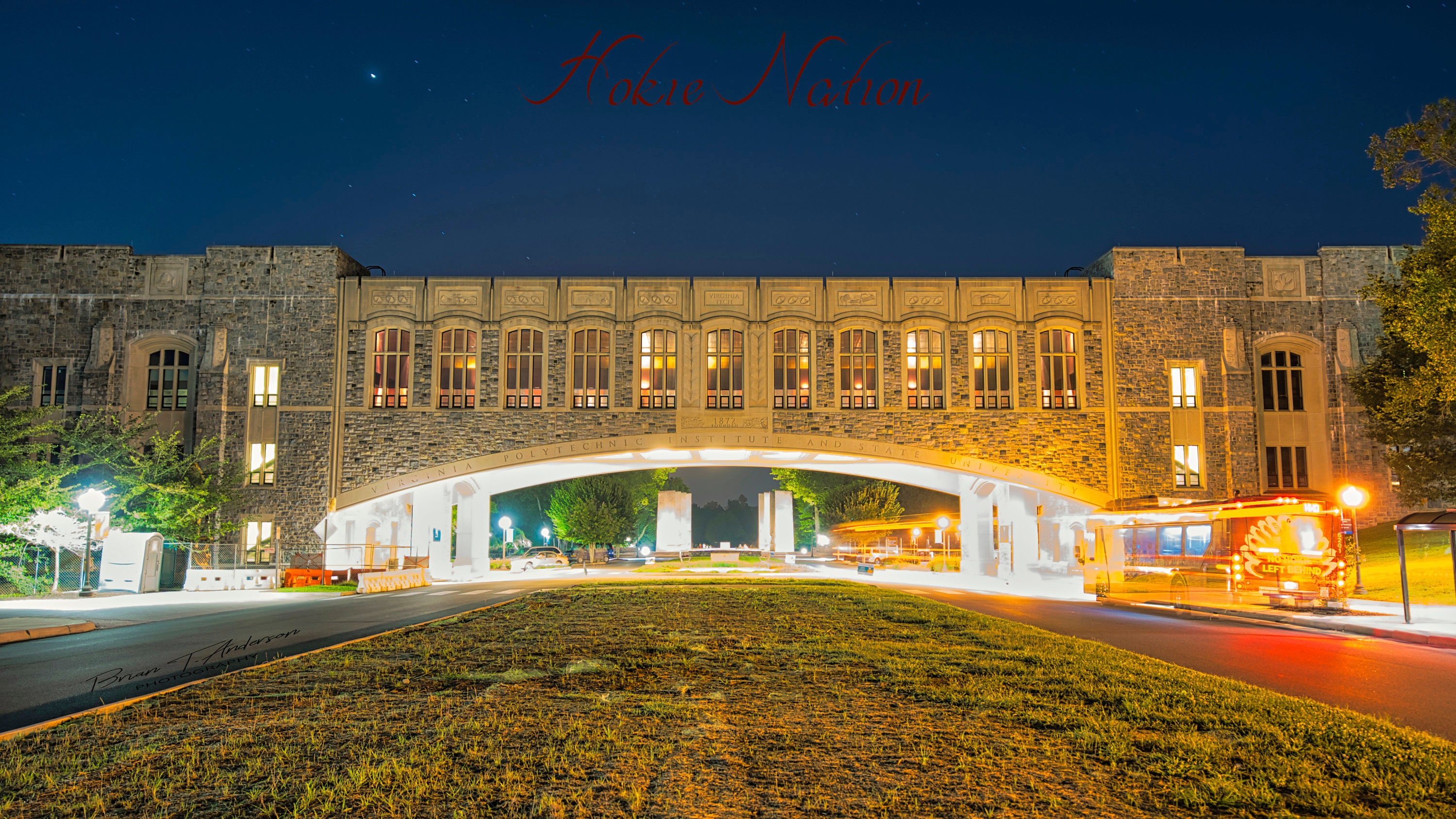A Print or Canvas of the Arch at Virginia Tech at Night. Hokie Nation ...