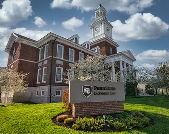 A print or canvas of Dickinson College, Lewis Katz Hall.  Add a name and class year at no cost.