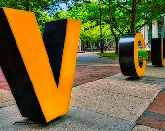 A wide angle print or Canvas of the VCU sign on the Virginia Commonwealth Campus.  Add name and class year at no cost.