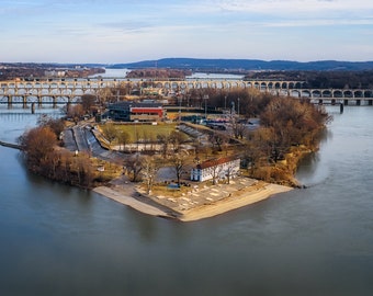 A print or canvas of City Island Harrisburg PA and 5 bridges