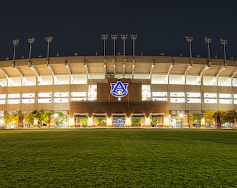 Auburn University Jordan-Hare Stadium at night. Panoramic print or canvas.