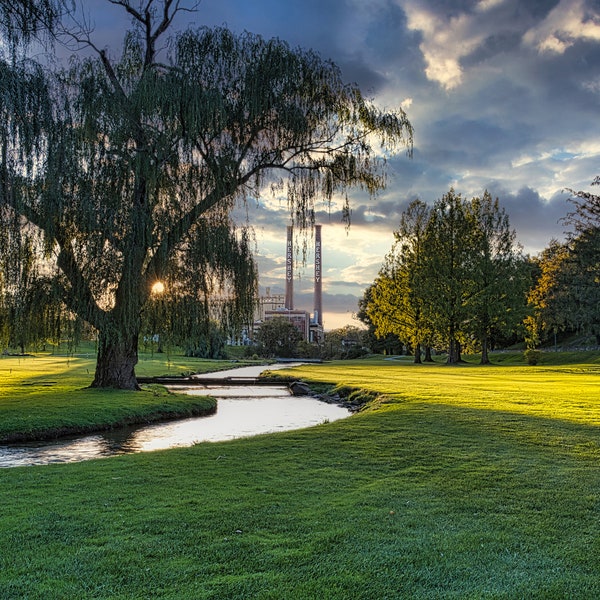 Wall Art. A professional print or canvas of the old Hershey Smoke Stacks from the golf course at Hershey Country Club