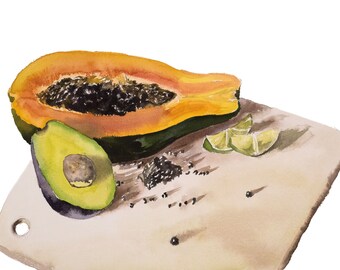 Papaya, Avocado and Lime 5x7 card