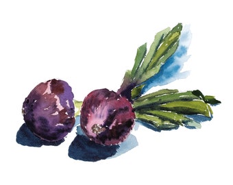Red Onions with Tops 5x7 card