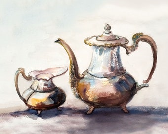 Tea Pot and Creamer 5x7 Card