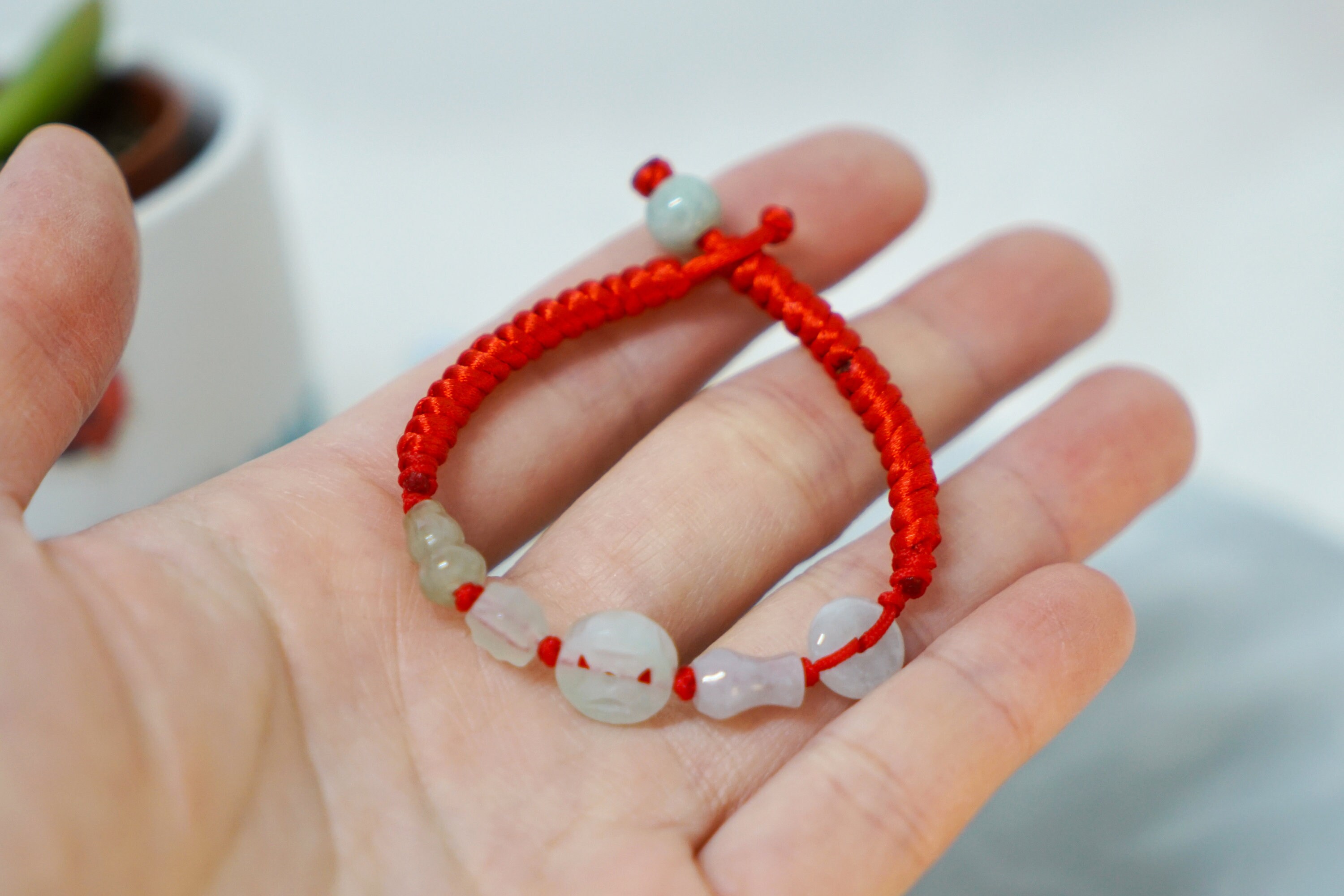 Jadeite Jade Red string lucky bracelet Baby Gift Natural | Etsy