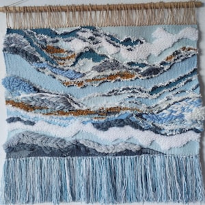 Boho  Woven Wall Hanging / Textured Tapestry Weaving Snow Landscape/ Abstract wall art/ Large weaving wall hanging/Abstract art tapestry