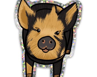 Nugget Black & Ginger Kunekune Glitter Sticker