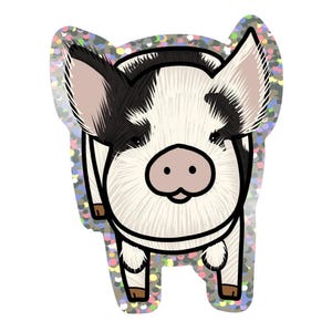 Shyla White and Black Kunekune Glitter Sticker