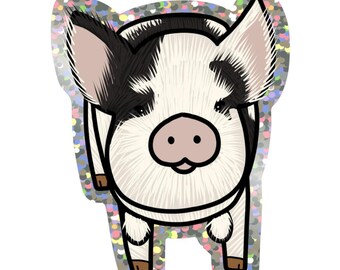 Shyla White and Black Kunekune Glitter Sticker