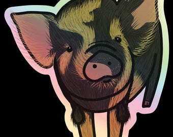 Ransuer Holograpghic Kunekune Pig Sticker
