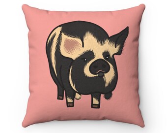 Panda the Kunekune Pig Square Pillow