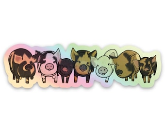 3" Kunekune Pig Pack Holographic Sticker