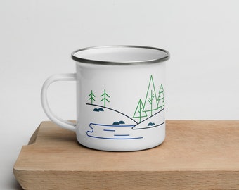 Campfire Mug | Camp Mug | Hiking Mug | Camping Gift | Enamel Mug | Gift For Her | Outdoor Mug | Nature Lover Gift